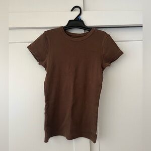 Djerf Avenue Daily T-Shirt Ribbed Cocoa
